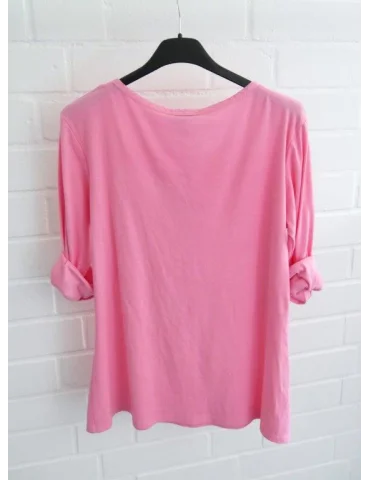 Hellpinkes Henley Shirt V-Ausschnitt – stiltrend