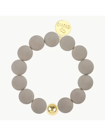 Schlammfarbenes Armband mit matten Perlen und einer goldfarbenen Perle