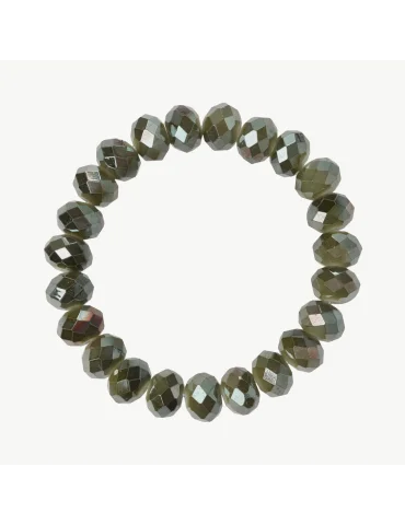 Olivgrünes Kristallarmband mit ca. 1 cm dicken Perlen