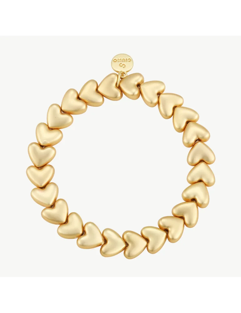 Goldfarbenes Armband mit Herzelementen in matt
