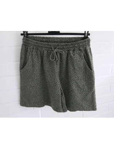 Bequeme Damen Shorts Kurze Hose oliv Leo...
