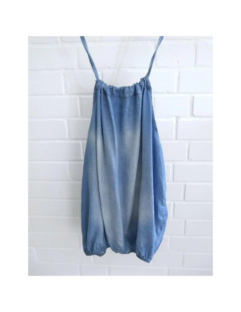 Leichtes Denim Neckholder Top in Jeansblau mit hellem Ombré-Farbverlauf und elastischem Saum