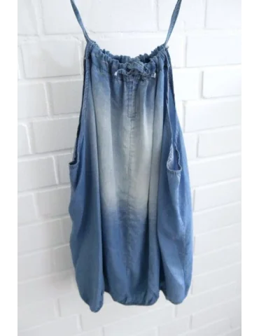 Xuna Damen Top Spaghetti blau uni verwaschen...
