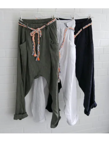 Xuna Damenhose Baggy oliv khaki uni Leinen...
