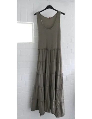 Taupe Maxikleid mit Volants und ärmellosem Design