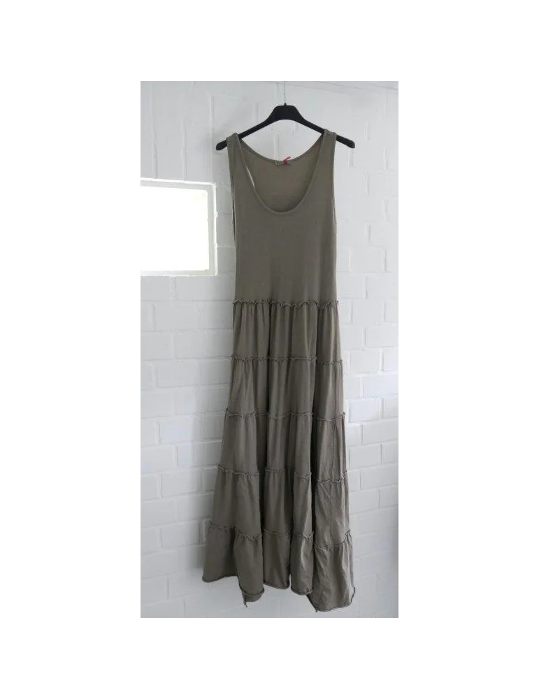 Taupe Maxikleid mit Volants und ärmellosem Design