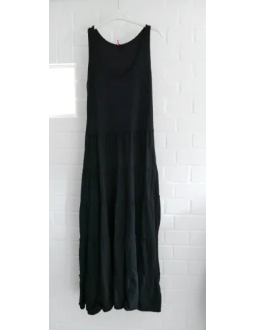 Schwarzes Maxikleid mit Volants und ärmellosem Design