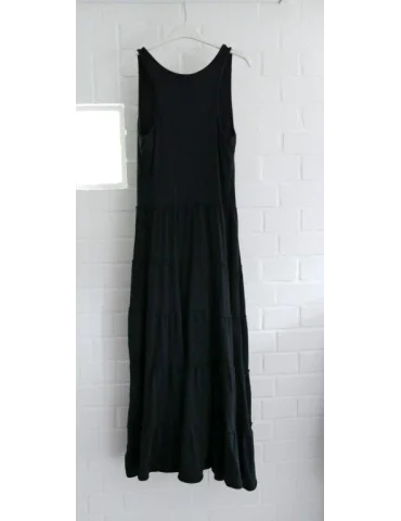 Rückansicht Schwarzes Maxikleid mit Volants und ärmellosem Design