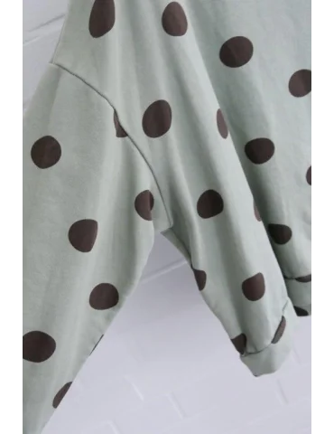 Nahaufnahme Ärmel des salbeifarbenen Sweatshirts