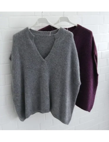 Oversize Damen Pullunder V-Ausschnitt weinrot...