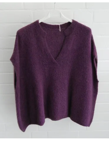 Flauschiger Strickpullunder Weinrot | Oversize V-Ausschnitt