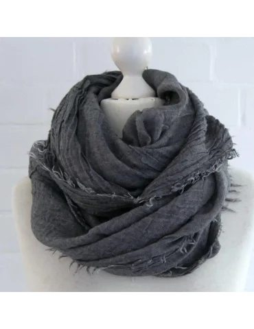 XXL Damen Schal grau grey uni Tencel Wolle...