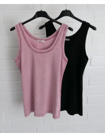 Damen Rippen Top schwarz mit Baumwolle Onesize...