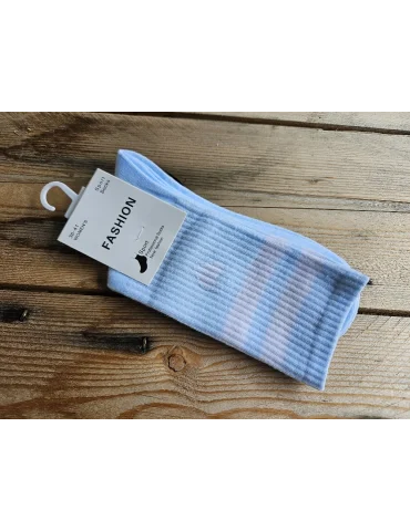 Damen Socken Strümpfe hellblau weiß Streifen Herz mit Baumwolle Onesize 36 - 41 B 438