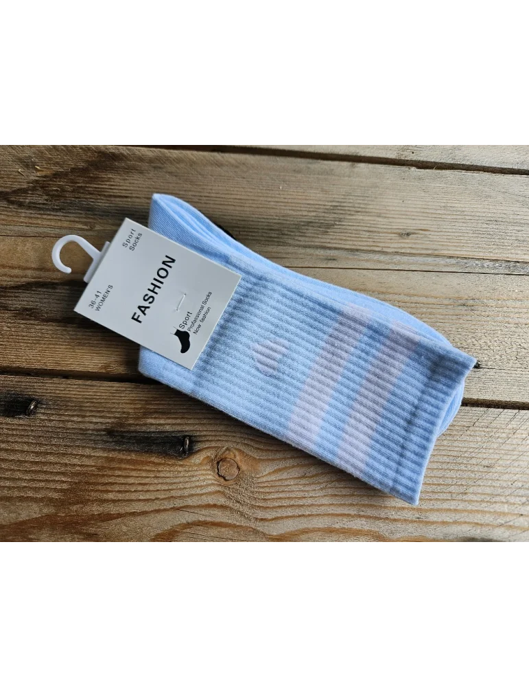 Damen Socken Strümpfe hellblau weiß Streifen Herz mit Baumwolle Onesize 36 - 41 B 438