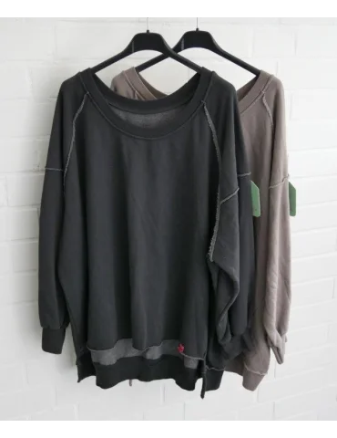 Damen Oversize Sweat Shirt anthrazit uni...