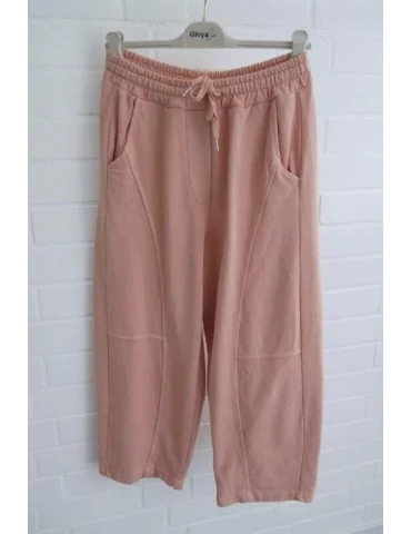 Altrosafarbene Damen-Sweatpants im weit geschnittenen Barrel-Leg-Style mit Kordelzug auf Bügel