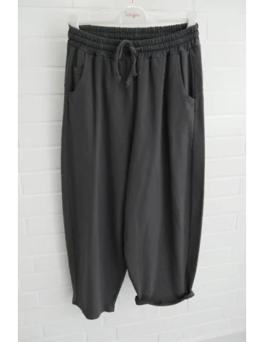 Dunkelgraue Damen-Sweatpants im weiten Barrel-Leg-Schnitt mit Kordelzug auf Bügel