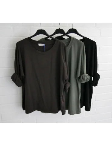 Damen Shirt langarm oliv uni Patch mit...