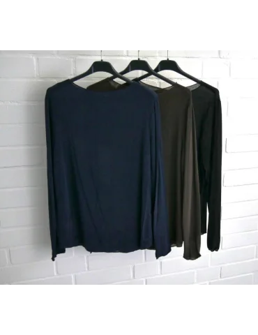 ESViViD Damen XXL Basic Shirt langarm braun uni...