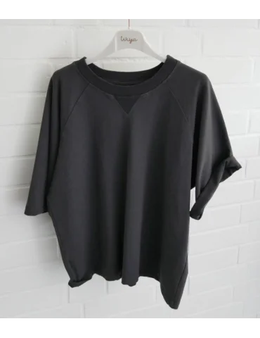 Dunkelgraues Kurzarm-Sweatshirt  mit Raglanärmeln auf Bügel