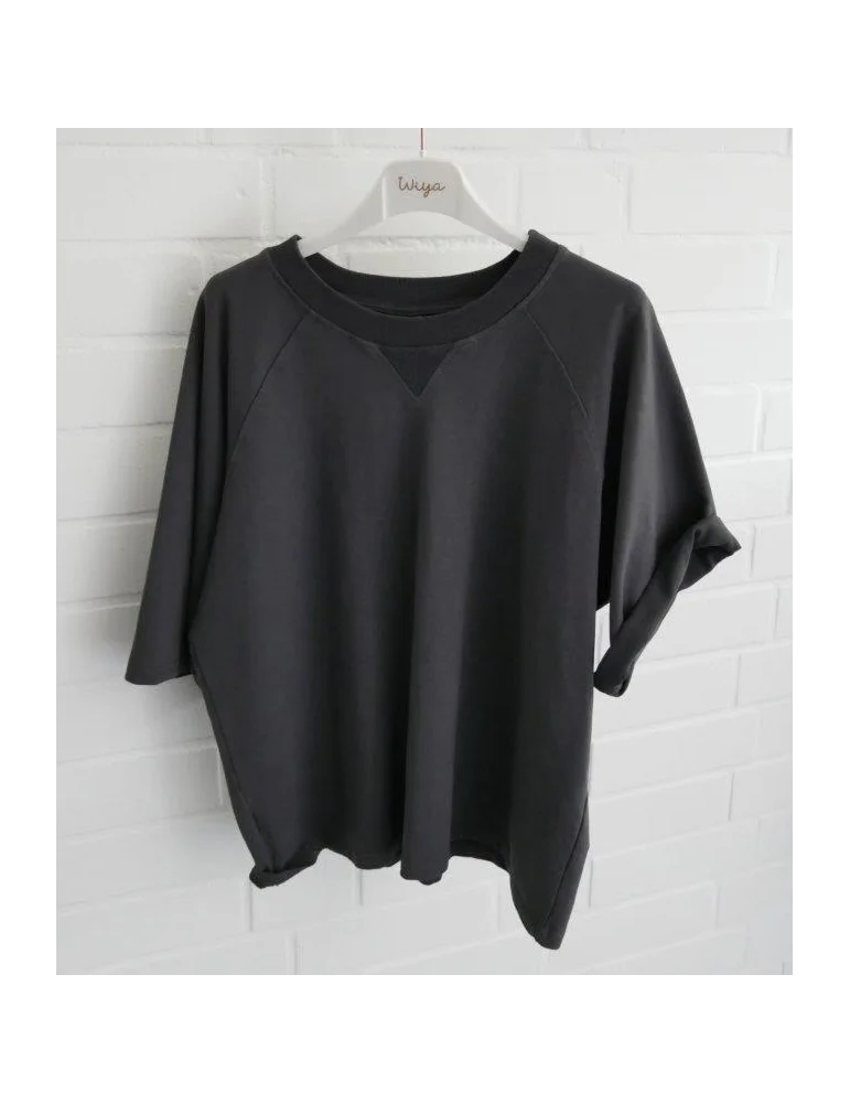 Dunkelgraues Kurzarm-Sweatshirt  mit Raglanärmeln auf Bügel