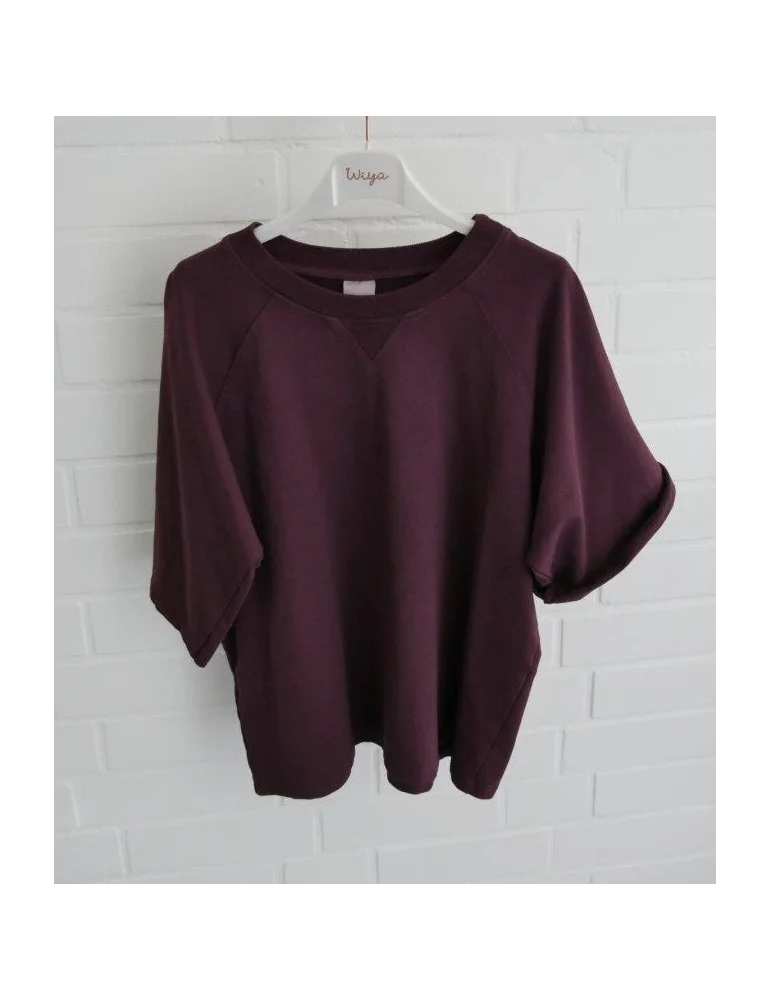 Weinrotes Kurzarm-Sweatshirt  mit Raglanärmeln auf Bügel
