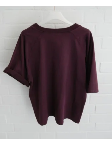 Rückansicht Weinrotes Kurzarm-Sweatshirt  mit Raglanärmeln auf Bügel