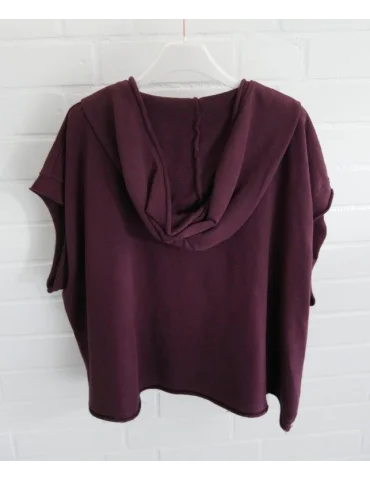 Rückansicht Winroter Kurzarm-Hoodie für Damen mit tiefem V-Ausschnitt und Kängurutasche auf Bügel