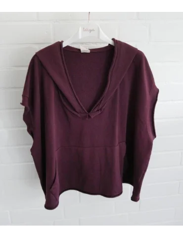Winroter Kurzarm-Hoodie für Damen mit tiefem V-Ausschnitt und Kängurutasche auf Bügel