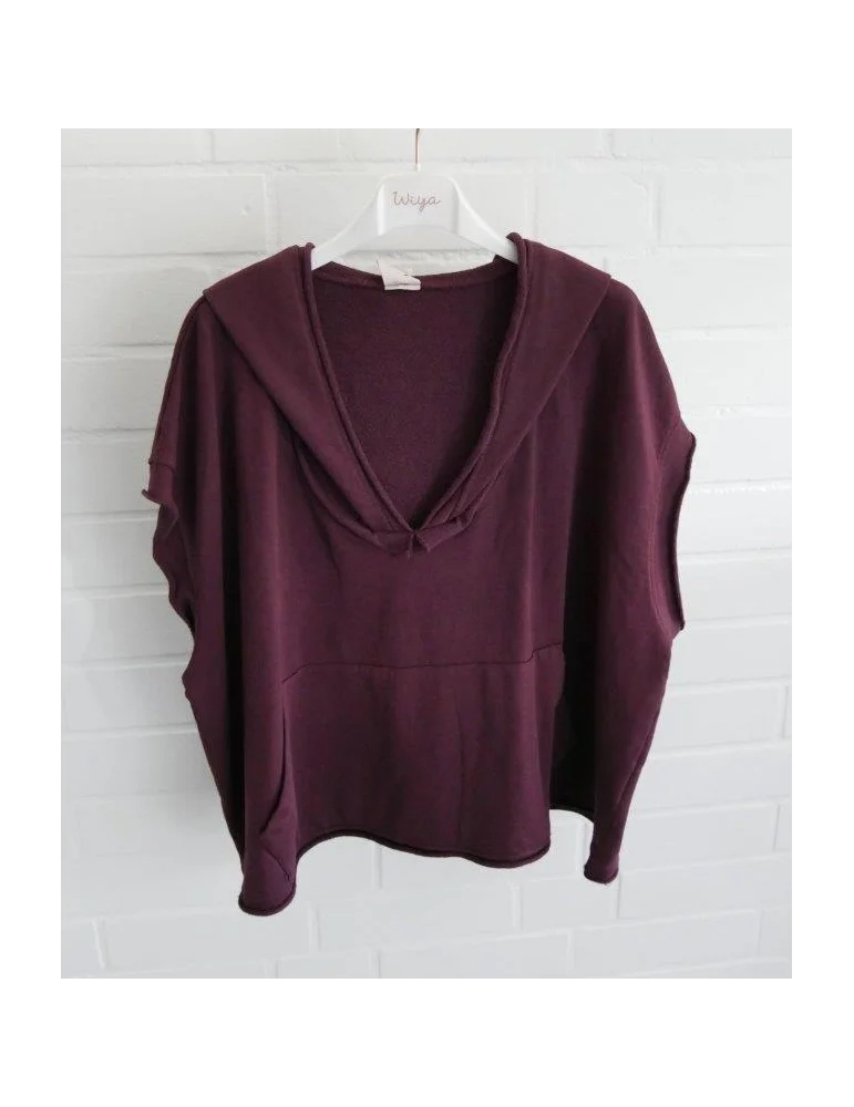 Winroter Kurzarm-Hoodie für Damen mit tiefem V-Ausschnitt und Kängurutasche auf Bügel