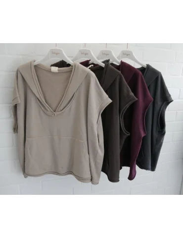 Wiya Kapuzen Pullunder Sweat Shirt braun uni...