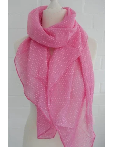 Schal Tuch Loop Made in Italy Seide Baumwolle pink weiß Mini Punkte S 24
