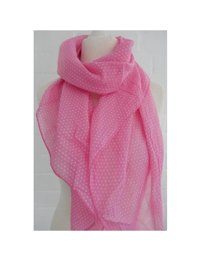 Seiden Baumwoll Schal in pink mit weißen Minipunkten auf einer Büste