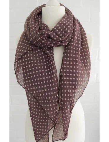 Schal Tuch Loop Made in Italy Seide Baumwolle braun-weinrot weiß Mittlere Punkte S 497