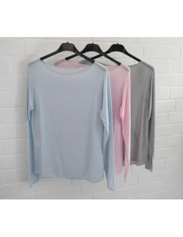 Unifarbenes anthrazitfarbenes Basic Shirt mit Rundhals - Trendiges Unterziehshirt