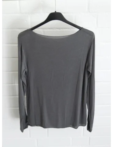 Unifarbenes anthrazitfarbenes Basic Shirt mit Rundhals - Trendiges Unterziehshirt