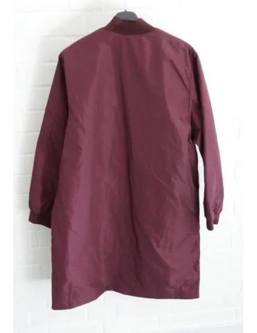 Damen Bomber-Mantel Lang -  | Aubergine