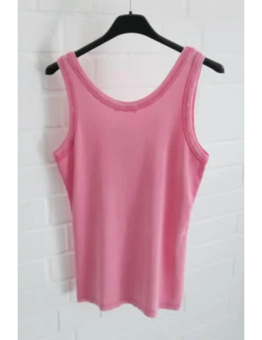 Pinkfarbenes Rippen Top verwaschen mit Rundhalsausschnitt von hinten
