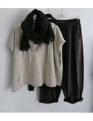 Wiya Damen Jogger Baggy schoko braun uni mit...