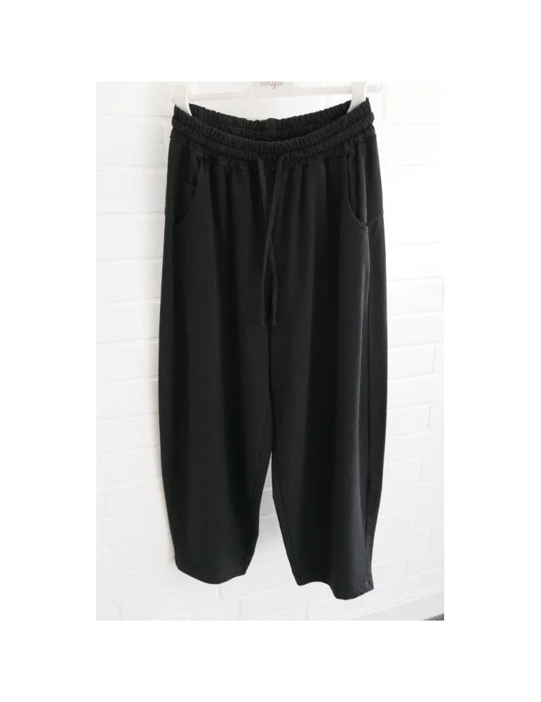 Schwarze Damen-Sweatpants im weiten Barrel-Leg-Schnitt mit Kordelzug auf Bügel
