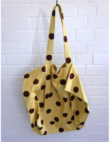 Damen Stoff Tasche Schultertasche gelb braun...