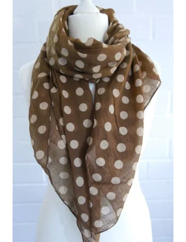Schal Tuch Loop Made in Italy Seide Baumwolle camel beige Punkte S 153