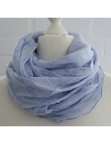 Schal Tuch Loop Seide Baumwolle hellblau blau...