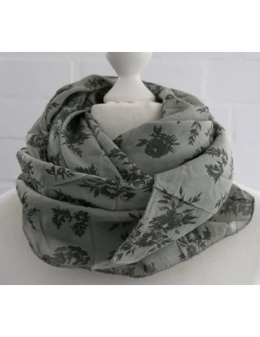 Schal Tuch Loop Seide Baumwolle oliv khaki...