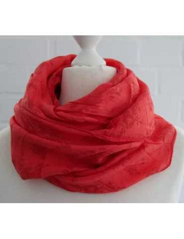 Schal Tuch Loop Seide Baumwolle rot Blumenranke...