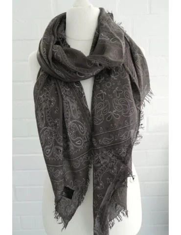 Paisley Tuch Braun | Schal mit Fransen für Damen