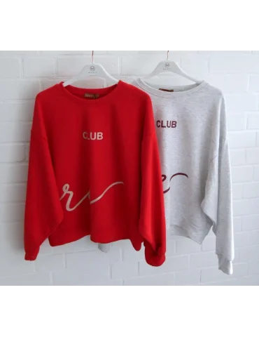 Oversize Sweat Shirt rot creme "Club Amore" mit...