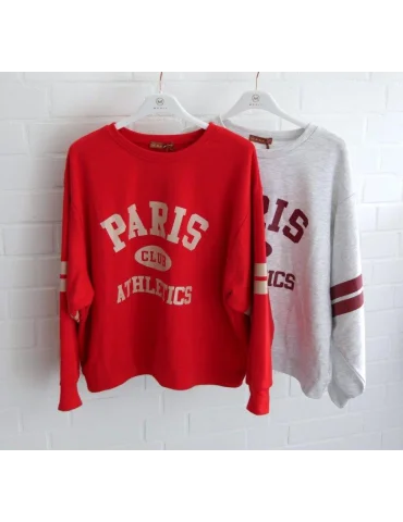 Oversize Sweat Shirt hellgrau weinrot "PARIS...