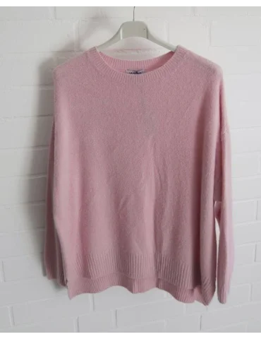 Kuscheliger, hellrosa Oversize-Strickpullover für Damen mit Rundhalsausschnitt und Rippbündchen